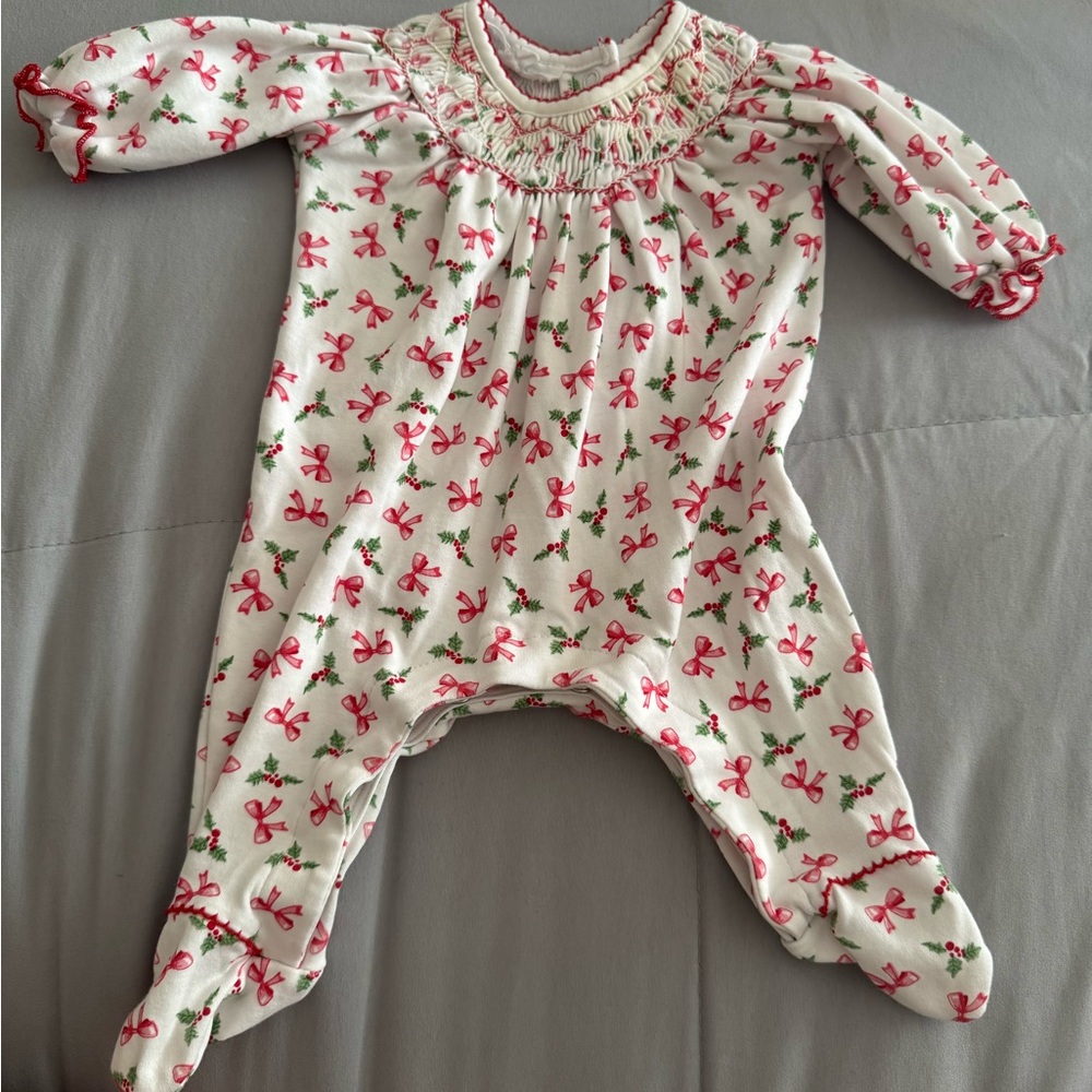 Charming Pink Bow Baby Footie